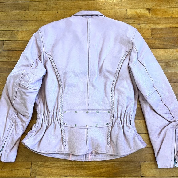 SCREAMING EAGLE Pink Leather Cinched Waist Jacket - Removable Liner - XL - Picture 11 of 12